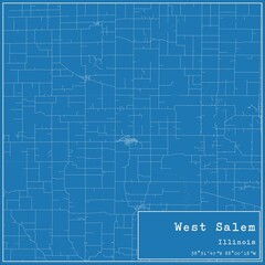 Blueprint US city map of West Salem, Illinois.