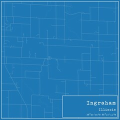 Obraz premium Blueprint US city map of Ingraham, Illinois.