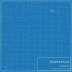 Blueprint US city map of Dieterich, Illinois.