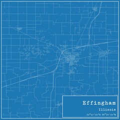 Blueprint US city map of Effingham, Illinois. - obrazy, fototapety, plakaty