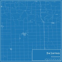 Obraz premium Blueprint US city map of Delavan, Illinois.