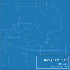 Blueprint US city map of Congerville, Illinois.