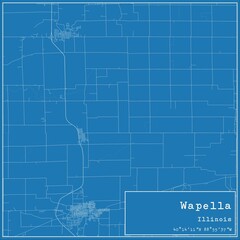 Blueprint US city map of Wapella, Illinois.