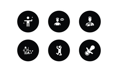people filled icons set. people filled icons pack included flag semaphore language, monologue, tumb up business man, landkeeper, man jumping, baby pacifier vector.