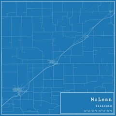 Blueprint US city map of McLean, Illinois.