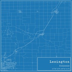Blueprint US city map of Lexington, Illinois.