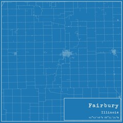 Blueprint US city map of Fairbury, Illinois.