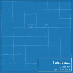 Blueprint US city map of Saunemin, Illinois.
