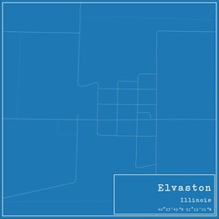 Blueprint US city map of Elvaston, Illinois.