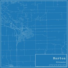 Blueprint US city map of Morton, Illinois.
