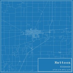 Fototapeta premium Blueprint US city map of Mattoon, Illinois.