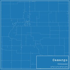 Obraz premium Blueprint US city map of Camargo, Illinois.