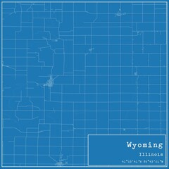 Blueprint US city map of Wyoming, Illinois.