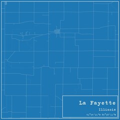 Blueprint US city map of La Fayette, Illinois.