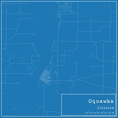 Blueprint US city map of Oquawka, Illinois.