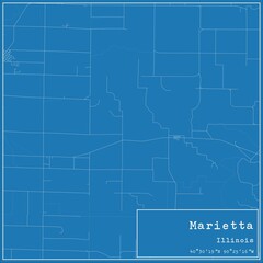 Blueprint US city map of Marietta, Illinois.