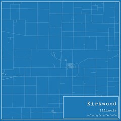 Blueprint US city map of Kirkwood, Illinois.