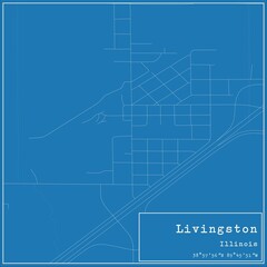 Blueprint US city map of Livingston, Illinois.