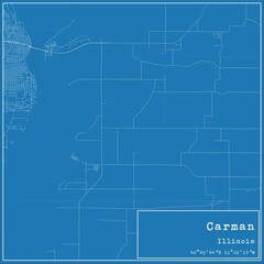 Fototapeta premium Blueprint US city map of Carman, Illinois.