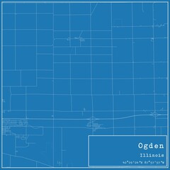 Blueprint US city map of Ogden, Illinois.