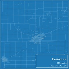 Blueprint US city map of Kewanee, Illinois.