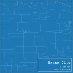 Obraz premium Blueprint US city map of Hanna City, Illinois.