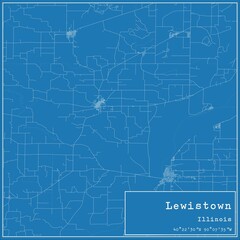Blueprint US city map of Lewistown, Illinois.