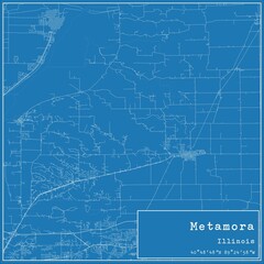 Blueprint US city map of Metamora, Illinois.