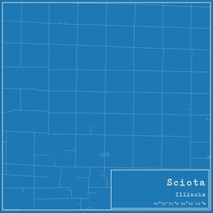 Blueprint US city map of Sciota, Illinois.