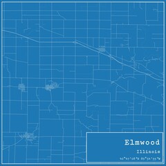 Blueprint US city map of Elmwood, Illinois.