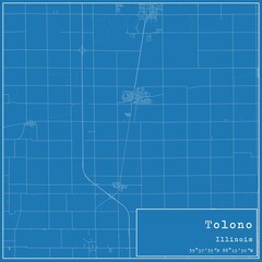 Blueprint US city map of Tolono, Illinois.