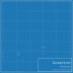 Blueprint US city map of Longview, Illinois.