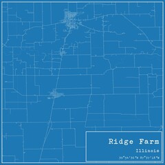 Fototapeta premium Blueprint US city map of Ridge Farm, Illinois.