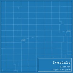 Blueprint US city map of Ivesdale, Illinois.