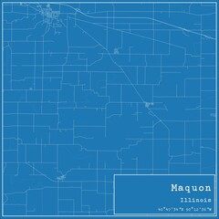 Blueprint US city map of Maquon, Illinois.