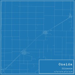 Blueprint US city map of Oneida, Illinois.