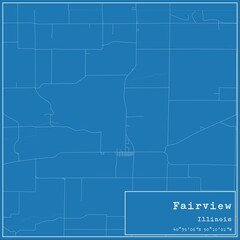Fototapeta premium Blueprint US city map of Fairview, Illinois.