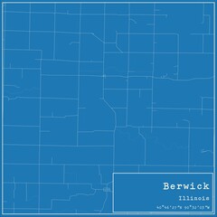 Blueprint US city map of Berwick, Illinois.