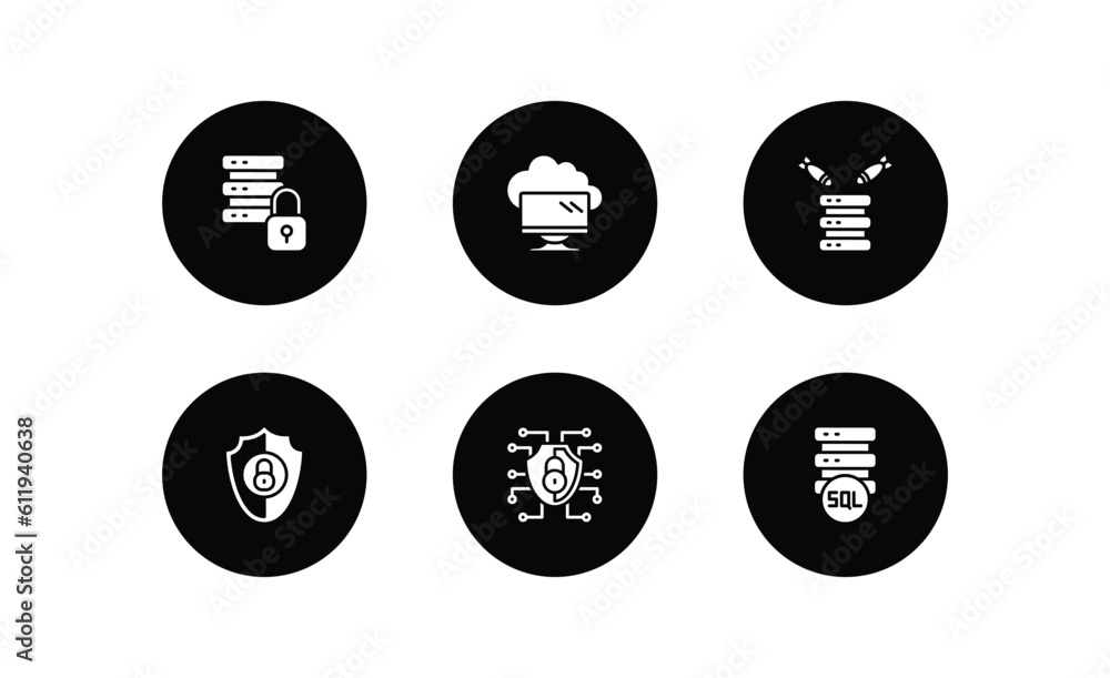 Poster internet security filled icons set. internet security filled icons pack included data protection, co