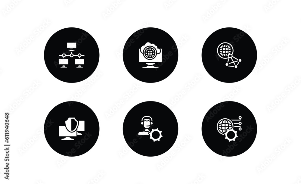 Poster internet security filled icons set. internet security filled icons pack included local network, inte
