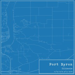 Blueprint US city map of Port Byron, Illinois.