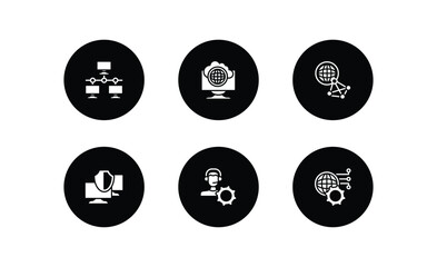 internet security filled icons set. internet security filled icons pack included local network, internet connection, web gat, monitor security, remote support, network optimization vector.