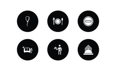 hotel and restaurant filled icons set. hotel and restaurant filled icons pack included balloon, food, do not disturb, lounge, servant, napkins vector.