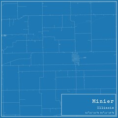 Blueprint US city map of Minier, Illinois.