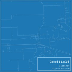 Blueprint US city map of Goodfield, Illinois.