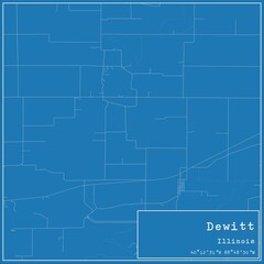 Blueprint US city map of Dewitt, Illinois.