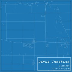 Blueprint US city map of Davis Junction, Illinois.