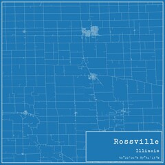 Blueprint US city map of Rossville, Illinois.