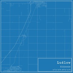 Blueprint US city map of Ludlow, Illinois.