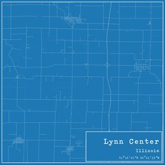 Blueprint US city map of Lynn Center, Illinois.